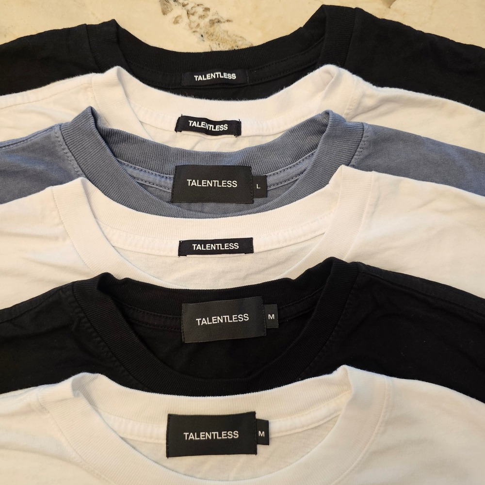 TALENTLESS Scott Dissick Cotton Tshirt LOT of 6 Mens M/L White Black Grey NWOT